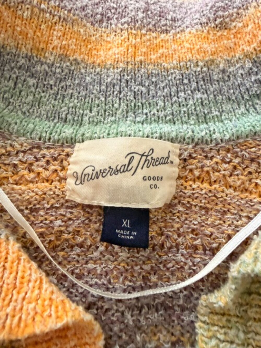 Universal Thread Pastel Rainbow Stripe Sweater Set – Size XL – Polo Top & Shorts - Picture 2 of 5